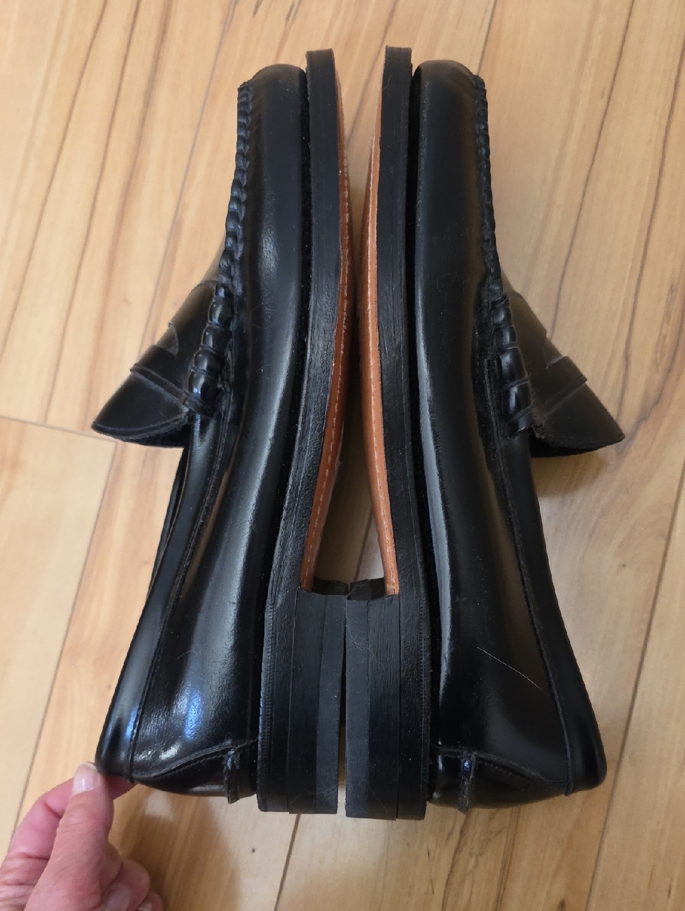 Johnston & Murphy ARISTOCRAFT Vintage Black Leather Penny Loafers Mens 9 - Picture 6 of 11